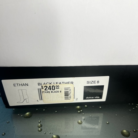 Dolce Vita Ethan Soft Black Leather Boots Heels 8 - Picture 2 of 2